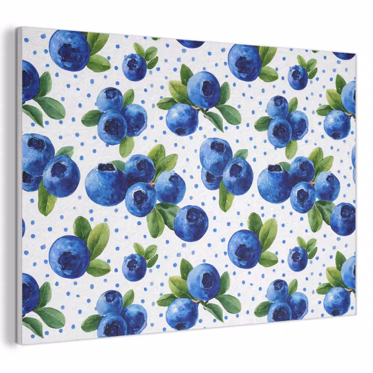 Akoestisch schilderij - Bessen - Patroon - Blauw — 1
