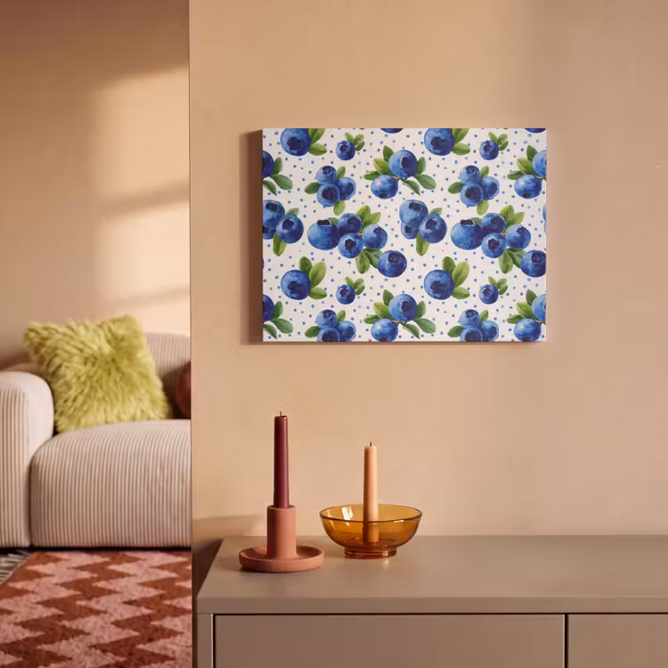 Akoestisch schilderij - Bessen - Patroon - Blauw — 2