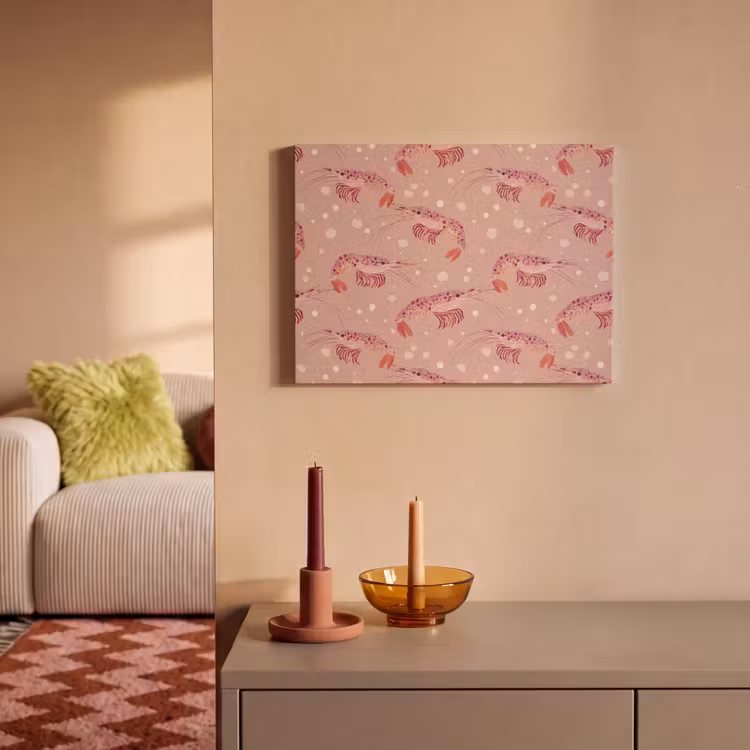 Akoestisch schilderij - Garnalen - Stippen - Roze — 2