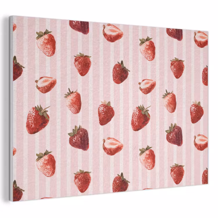 Akoestisch schilderij - Strepen - Aardbei - Roze — 1
