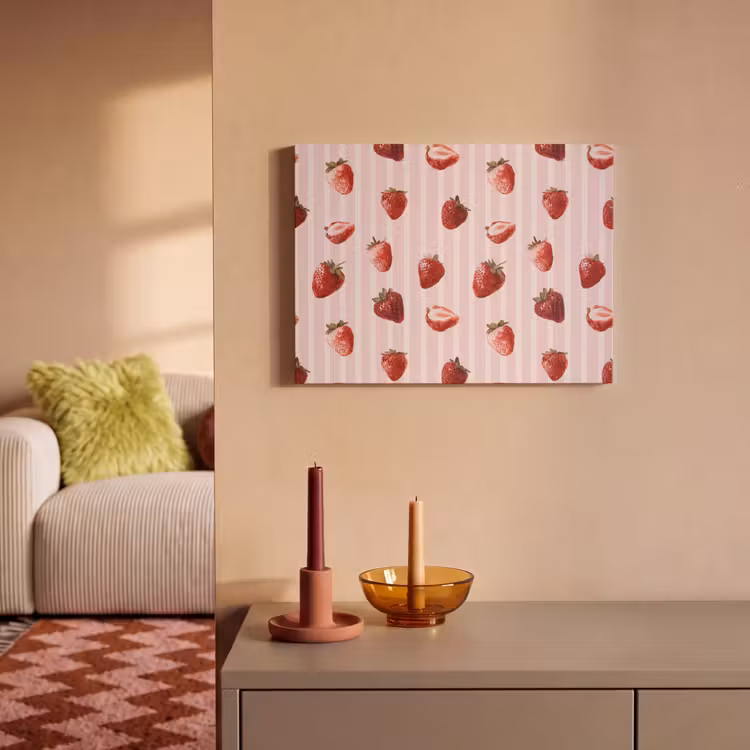 Akoestisch schilderij - Strepen - Aardbei - Roze — 2