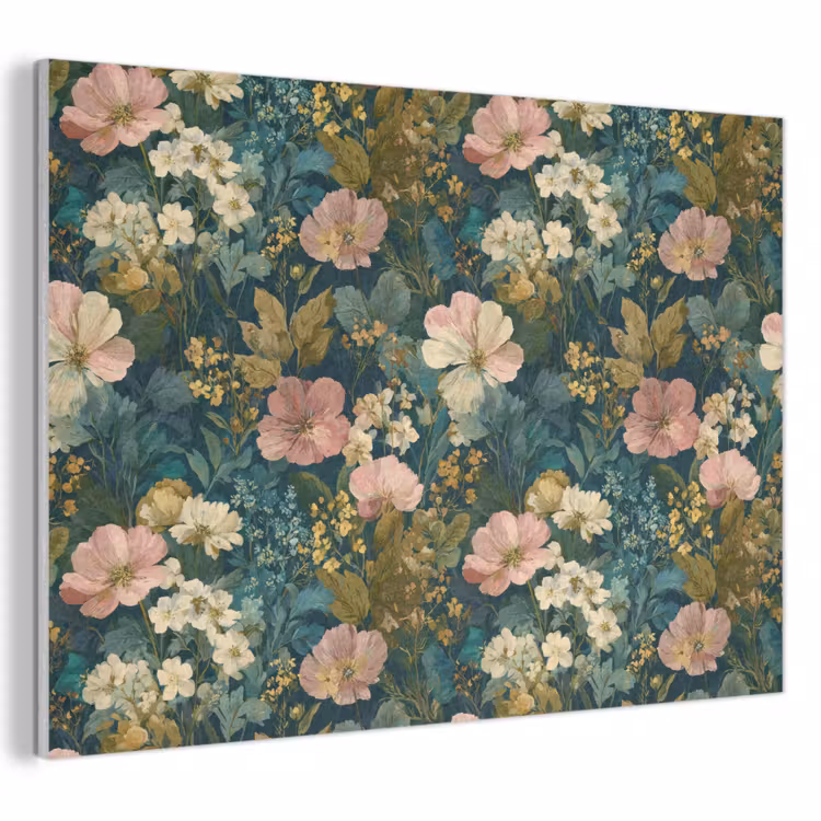 Akoestisch schilderij - Wilde bloemen - Botanisch - Patroon - Roze - Romantisch — 1