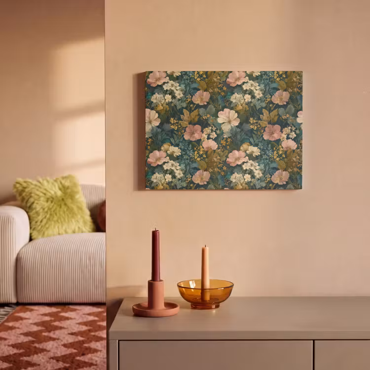 Akoestisch schilderij - Wilde bloemen - Botanisch - Patroon - Roze - Romantisch — 2