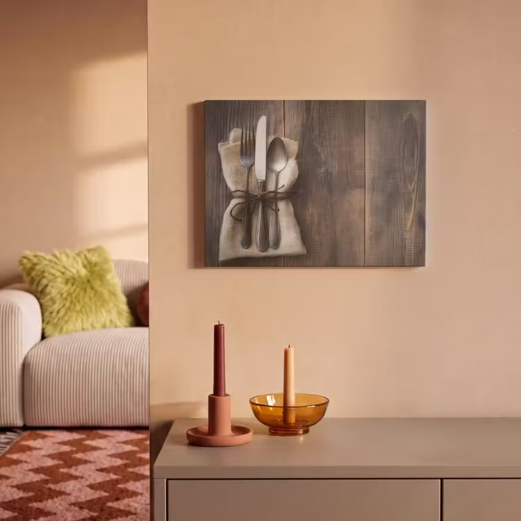 Akoestisch schilderij - Bestek - Strikje - Zilver — 2