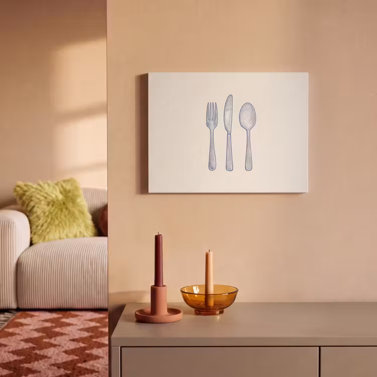 Akoestisch schilderij - Blauw - Bestek - Lijn — 2