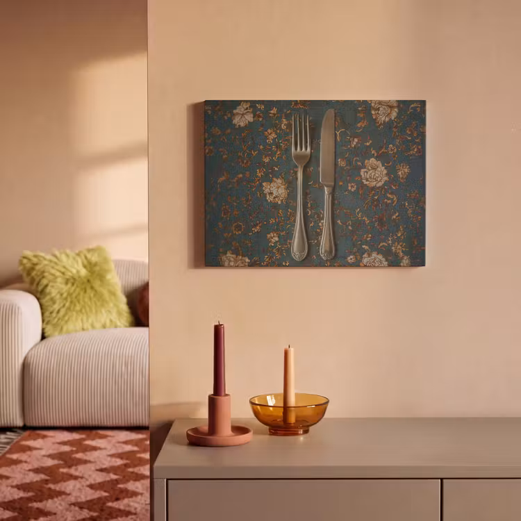 Akoestisch schilderij - Bloemen - Goud - Bestek — 2