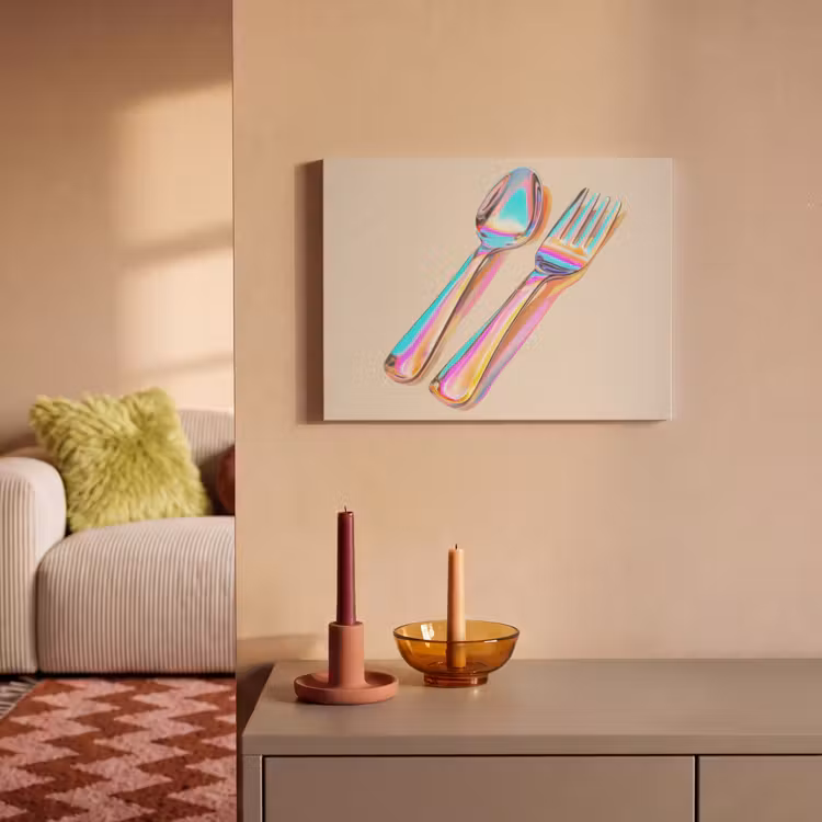 Akoestisch schilderij - Regenboog - Lepel - Vork — 2