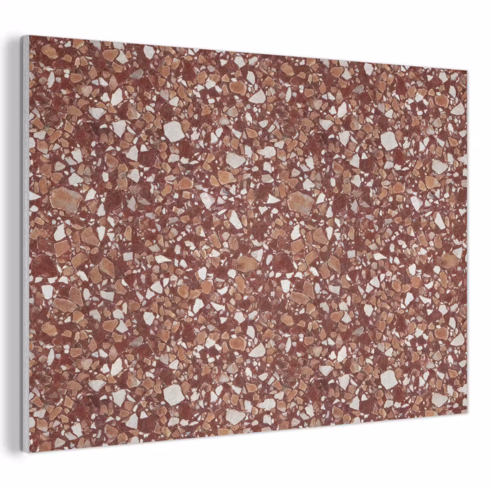 Akoestisch schilderij - Terrazzo - Patroon - Steentextuur - Roodbruin — 1