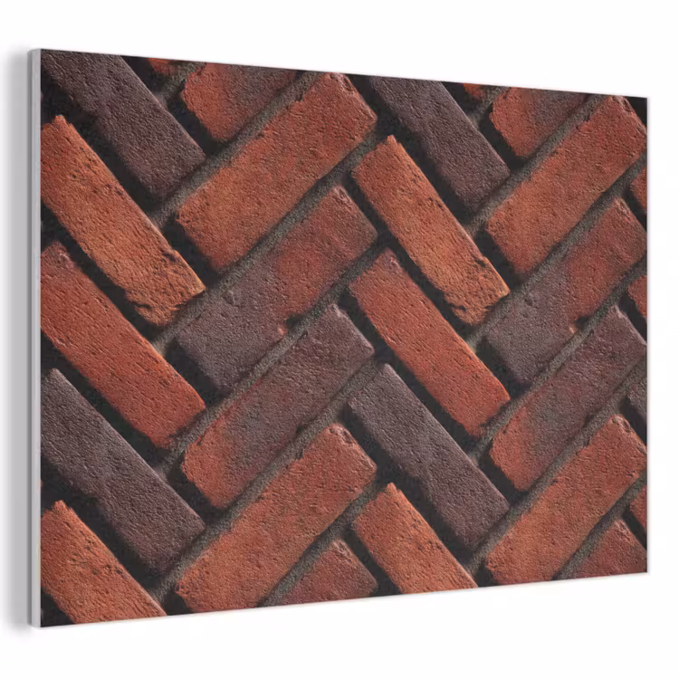 Akoestisch schilderij - Bakstenen - Visgraat - Structuur - Roodbruin — 1