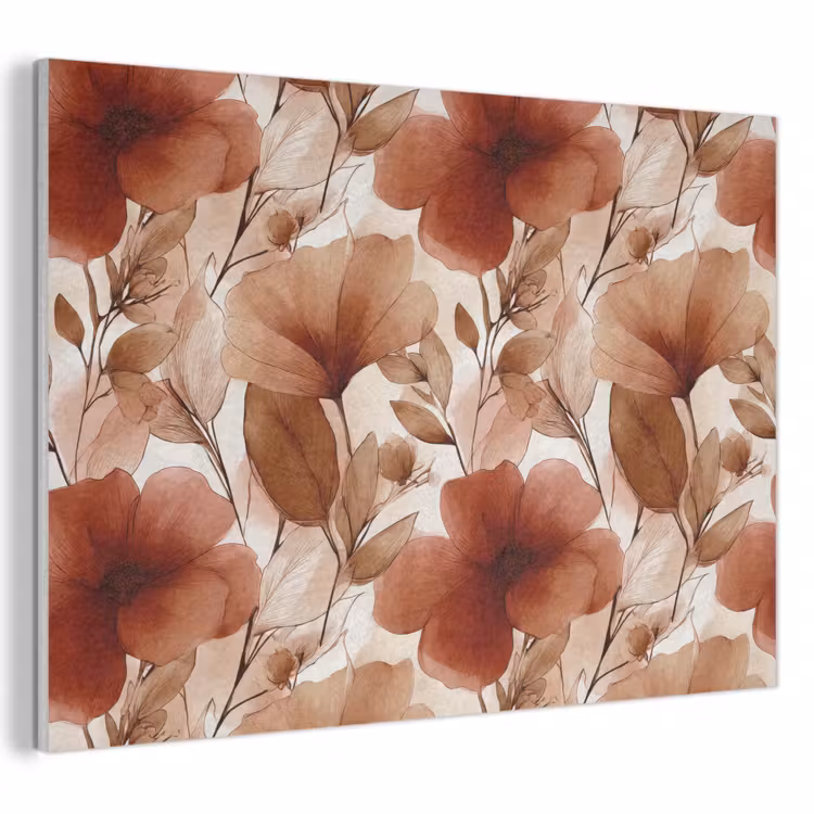 Akoestisch schilderij - Bloemen - Aquarel - Botanisch - Terracotta — 1