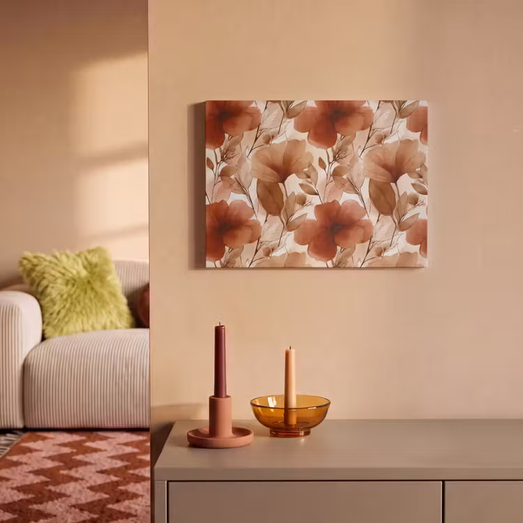 Akoestisch schilderij - Bloemen - Aquarel - Botanisch - Terracotta — 2