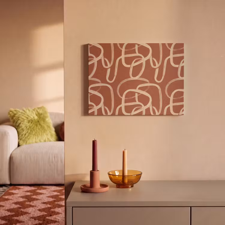 Akoestisch schilderij - Lijnen - Abstract - Organisch - Terracotta - Crème — 2