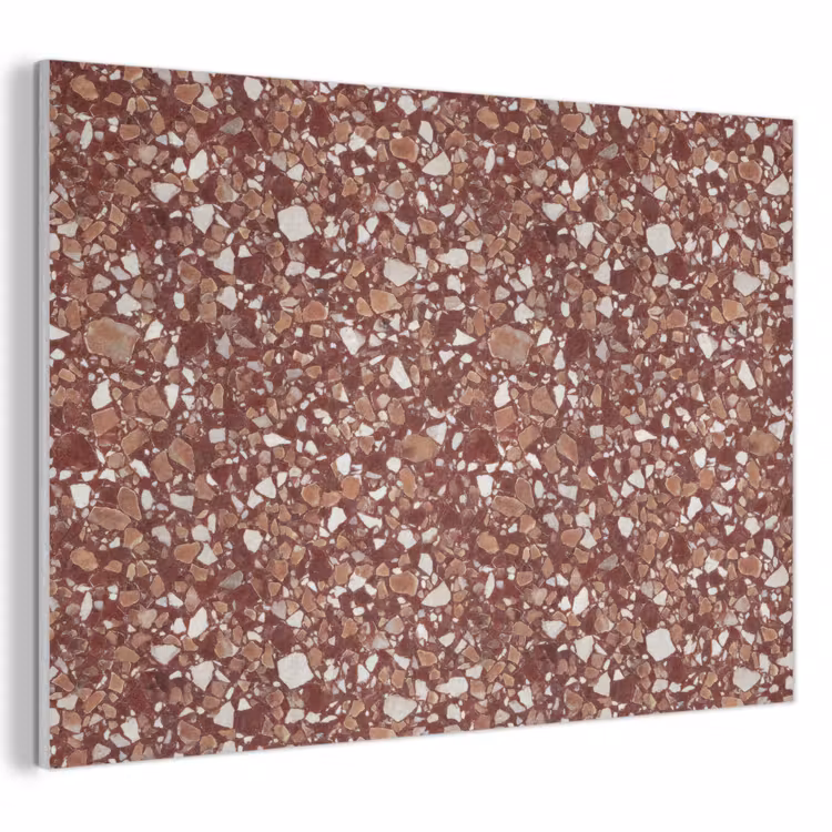 Akoestisch schilderij - Terrazzo - Patroon - Steentextuur - Roodbruin — 1