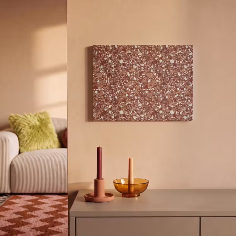 Akoestisch schilderij - Terrazzo - Patroon - Steentextuur - Roodbruin — 2