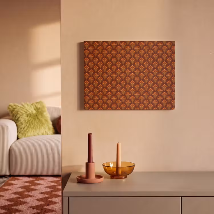 Akoestisch schilderij - Waaiers - Art Deco - Botanisch - Roestbruin - Oranje — 2