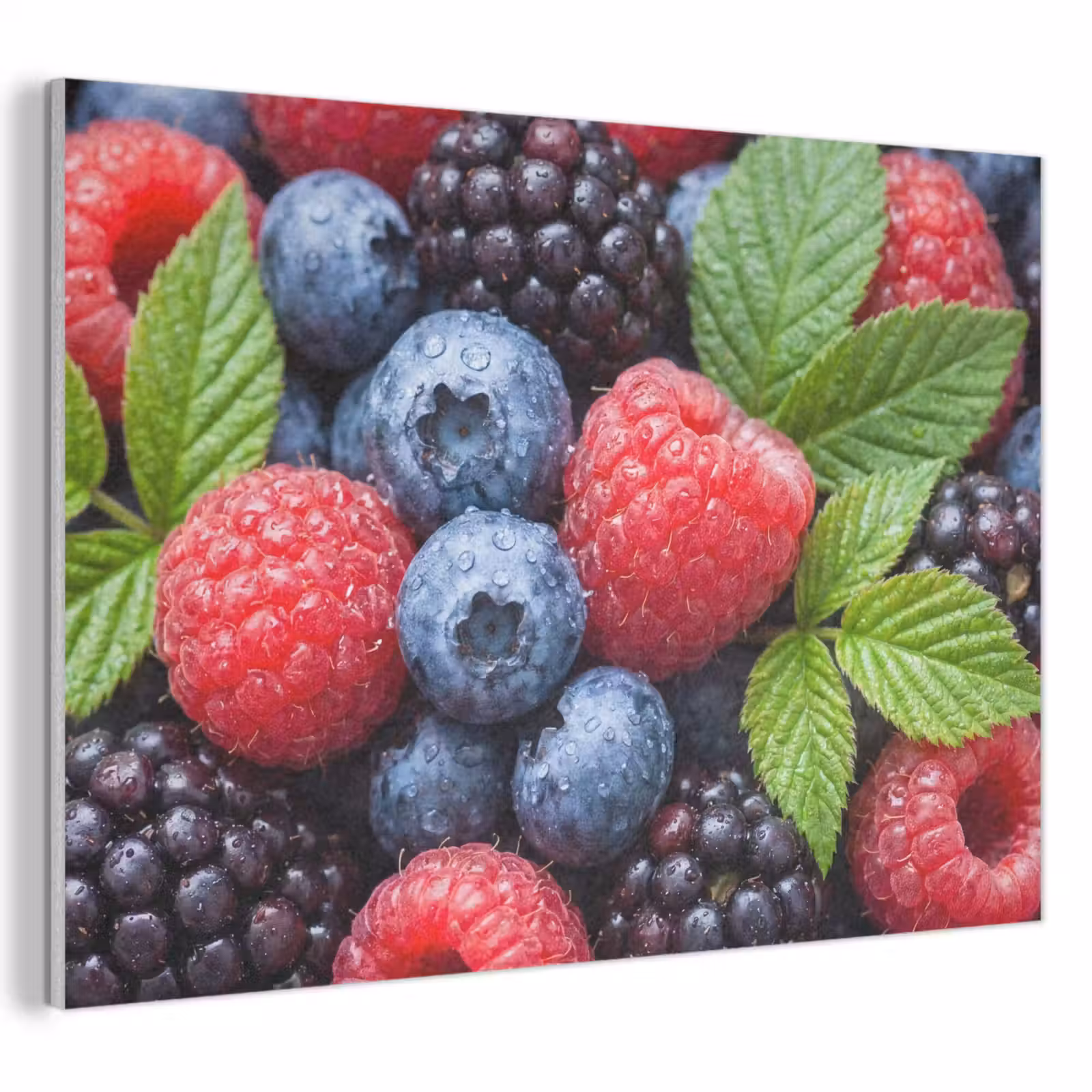 Akoestisch schilderij - Bessen - Vers - Waterdruppels - Kleurrijk - Eten — 1