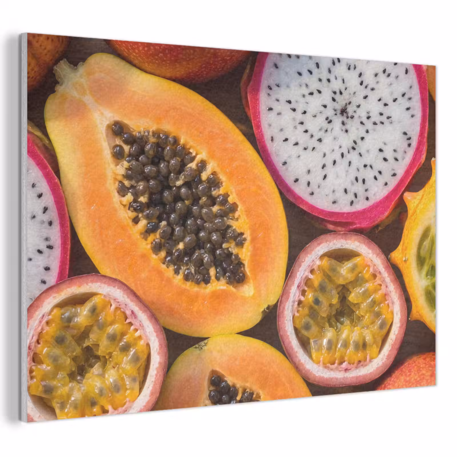 Akoestisch schilderij - Fruit - Geopend - Tropisch - Eten - Kleurrijk — 1