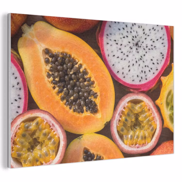 Akoestisch schilderij - Fruit - Geopend - Tropisch - Eten - Kleurrijk — 1