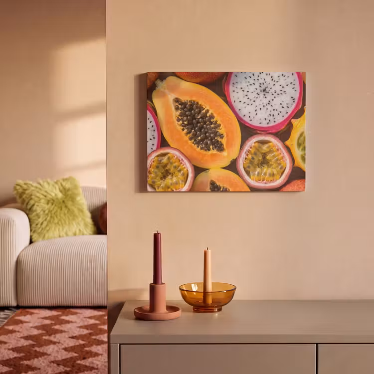 Akoestisch schilderij - Fruit - Geopend - Tropisch - Eten - Kleurrijk — 2