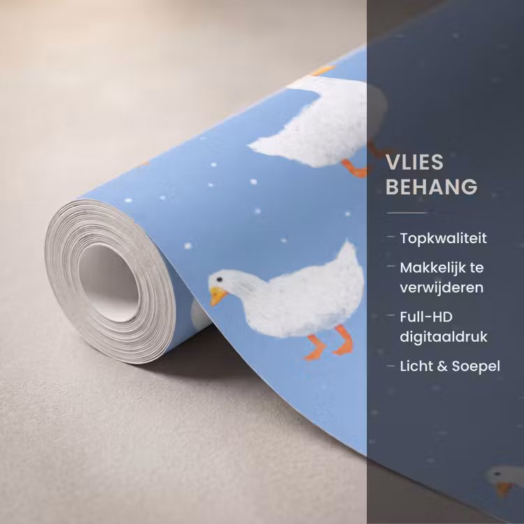 Behang - Ganzen - Elegant - Blauw — 3