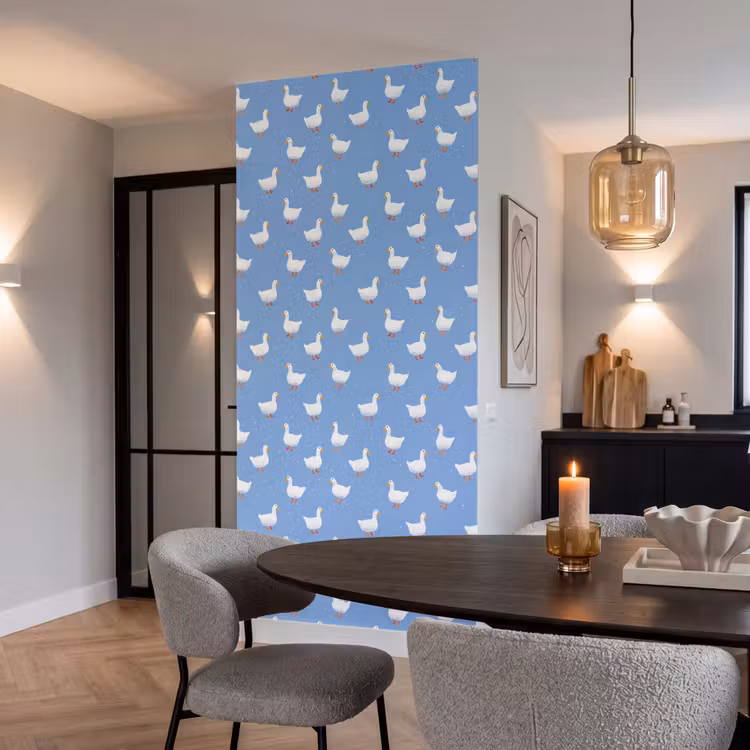 Behang - Ganzen - Elegant - Blauw — 5