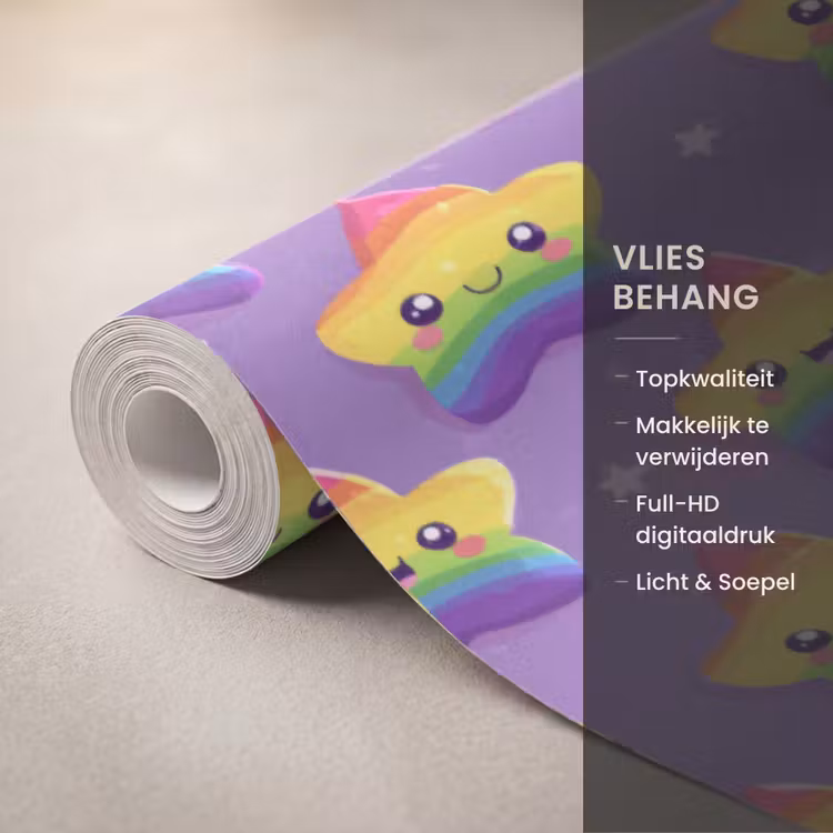 Behang - Sterren - Regenboog - Paars — 3