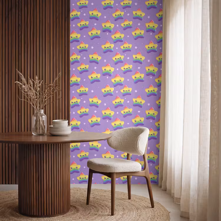 Behang - Sterren - Regenboog - Paars — 4