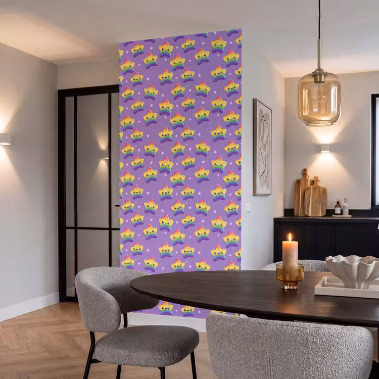 Behang - Sterren - Regenboog - Paars — 5