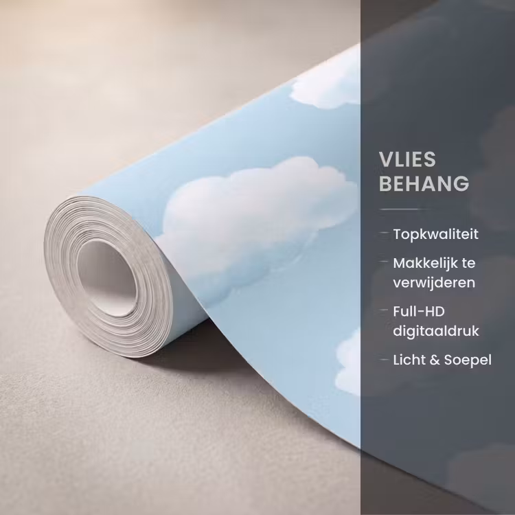 Behang - Wolken - Illustratie - Blauw — 3