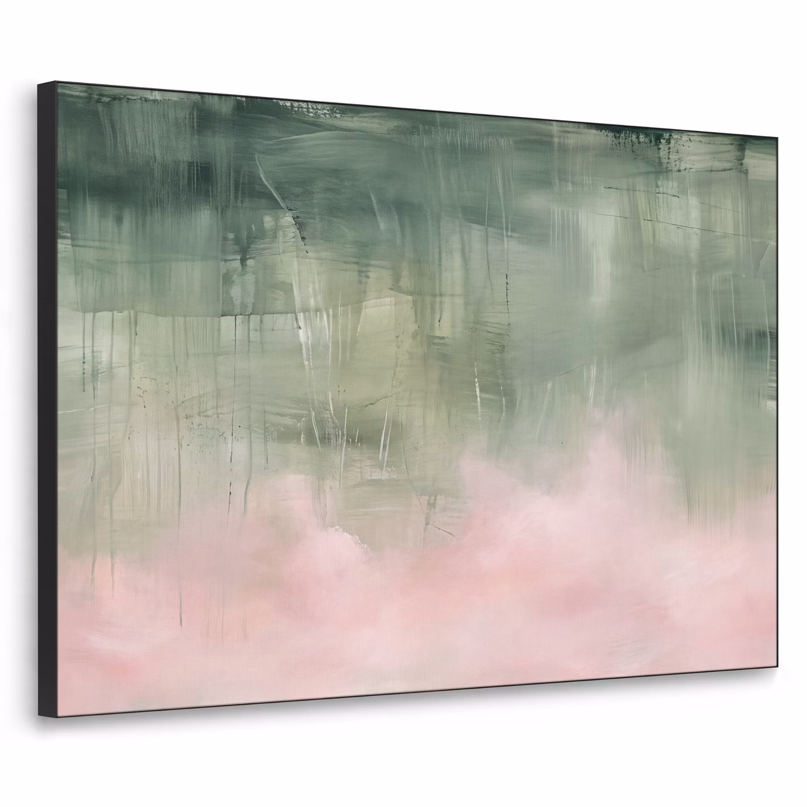Art Frame - Abstracte Verfstreken Saliegroen Roze — 1