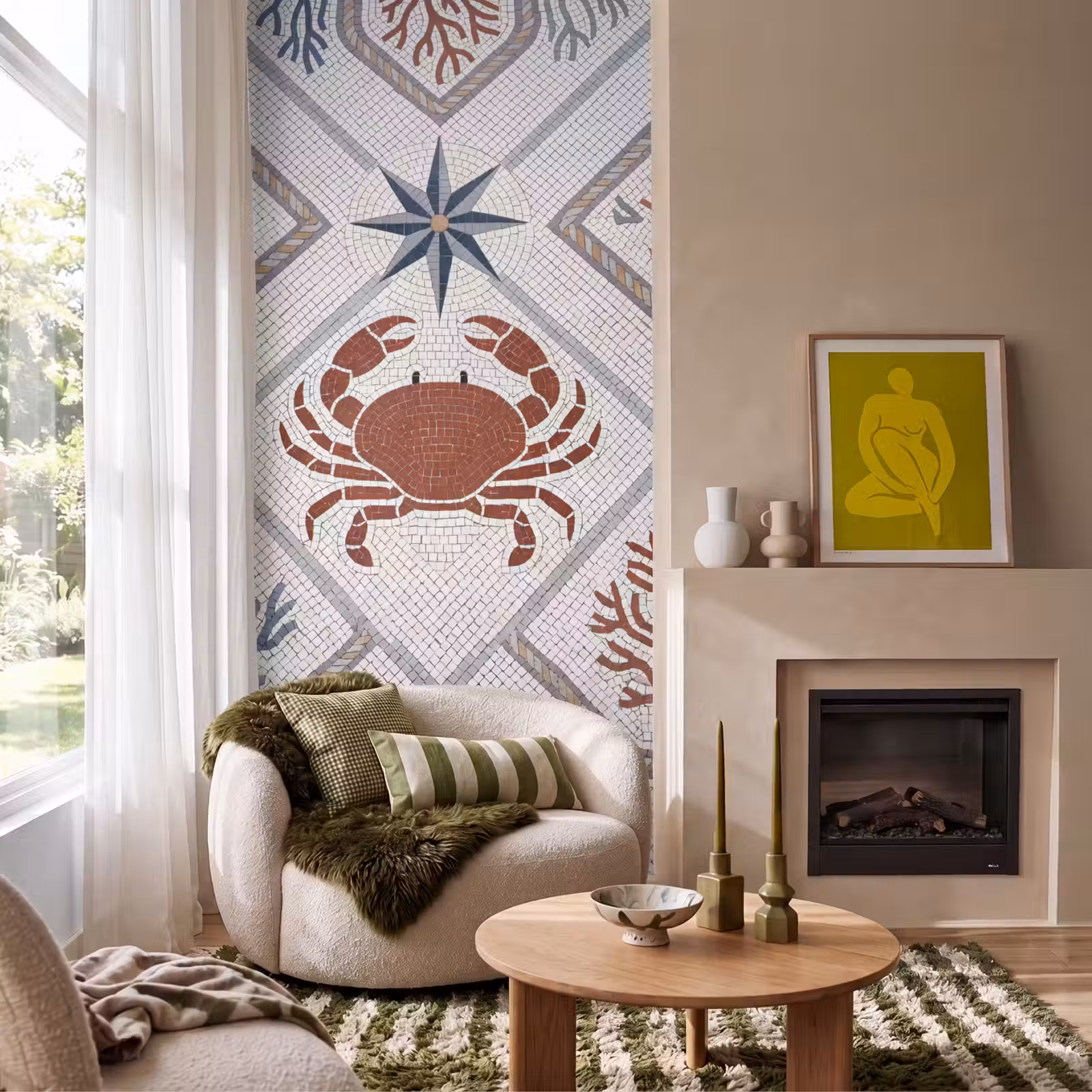 Behang - Dier - Mozaïek - Zee - Klassiek - Bruin — 1