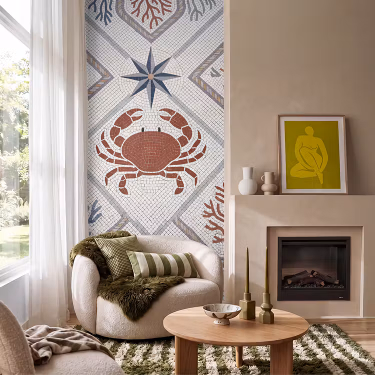 Behang - Dier - Mozaïek - Zee - Klassiek - Bruin — 1