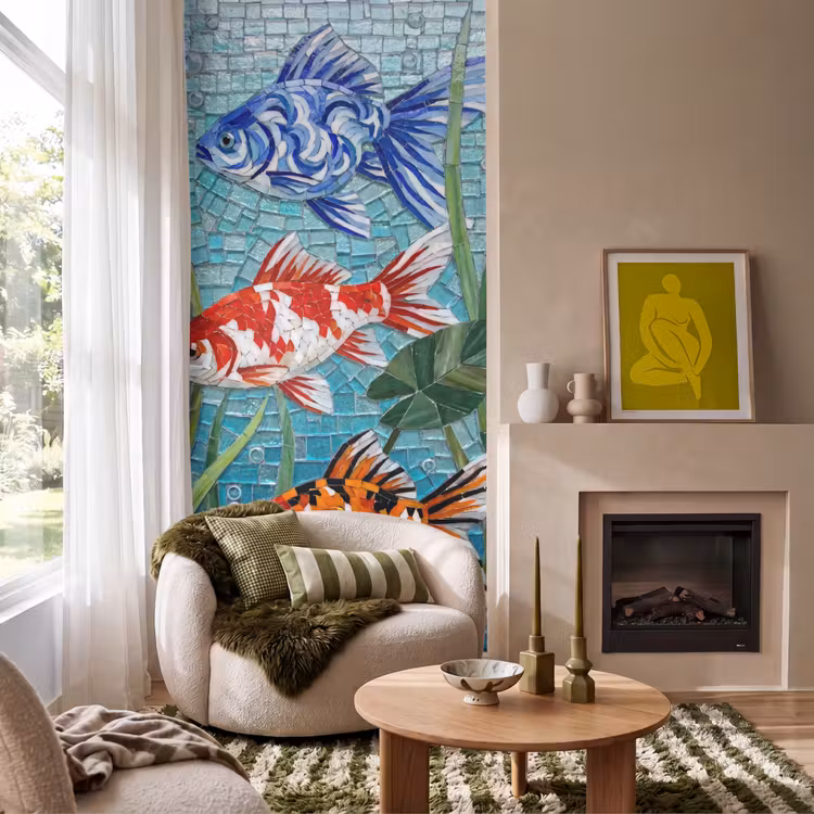 Behang - Vis - Mozaïek - Onderwater - Kleurrijk - Dieren — 1