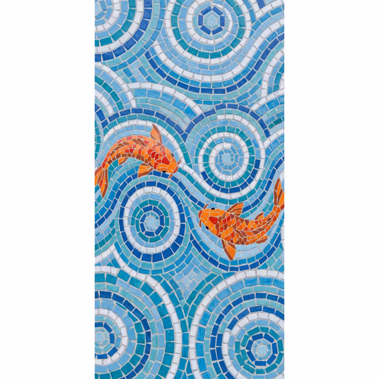 Behang - Vis - Mozaïek - Water - Decoratief - Blauw — 2