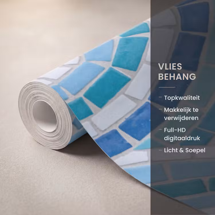 Behang - Vis - Mozaïek - Water - Decoratief - Blauw — 3