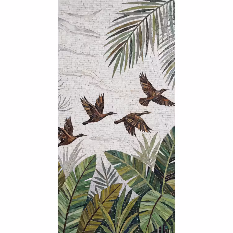 Behang - Vogel - Vliegend - Tropisch - Mozaïek - Groen — 2