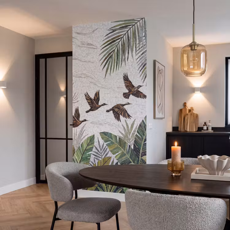 Behang - Vogel - Vliegend - Tropisch - Mozaïek - Groen — 5