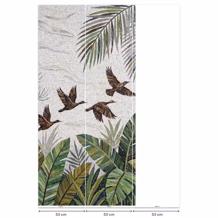 Behang - Vogel - Vliegend - Tropisch - Mozaïek - Groen — 6