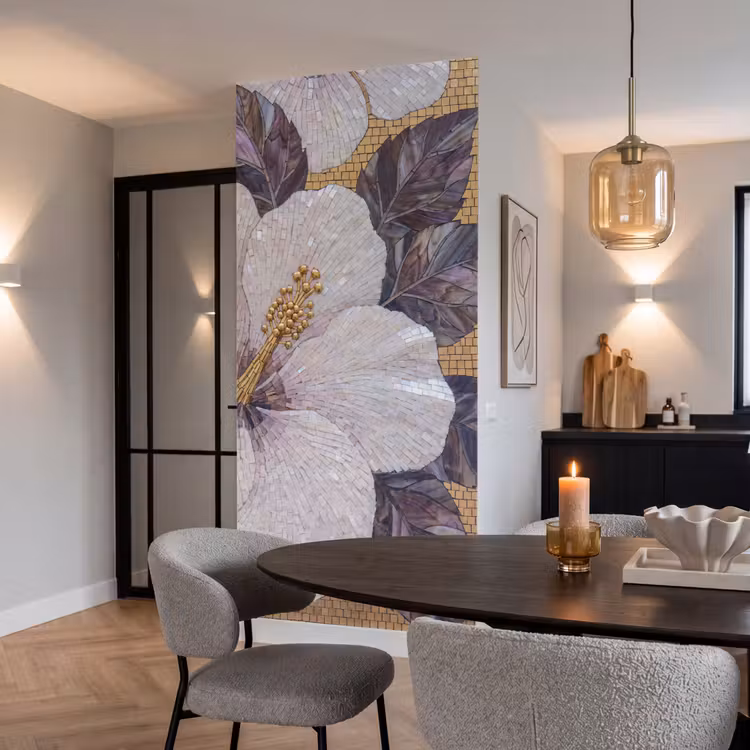 Behang - Bloemen - Mozaïek - Kunst - Modern - Goud — 5