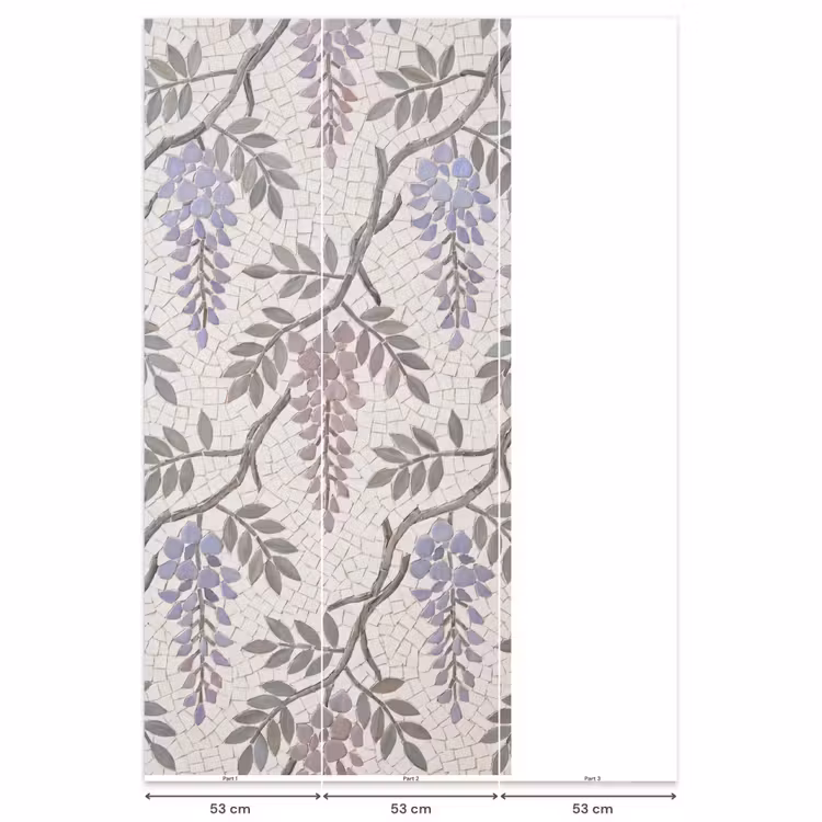 Behang - Bloemen - Mozaïek - Natuur - Patroon - Paars — 6