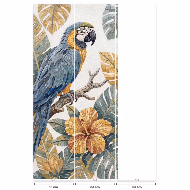 Behang - Vogel - Tak - Natuur - Mozaïek - Blauw — 6