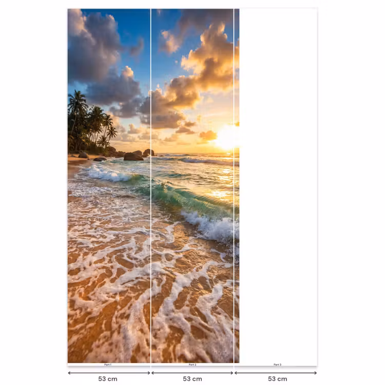 Behang - Strand - Zonsondergang - Golven - Natuur - Goud — 6