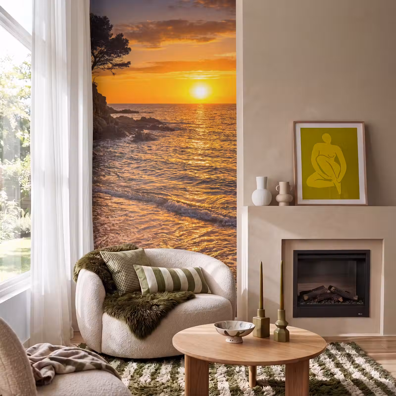 Behang - Zee - Kust - Zonsondergang - Natuur - Oranje — 1