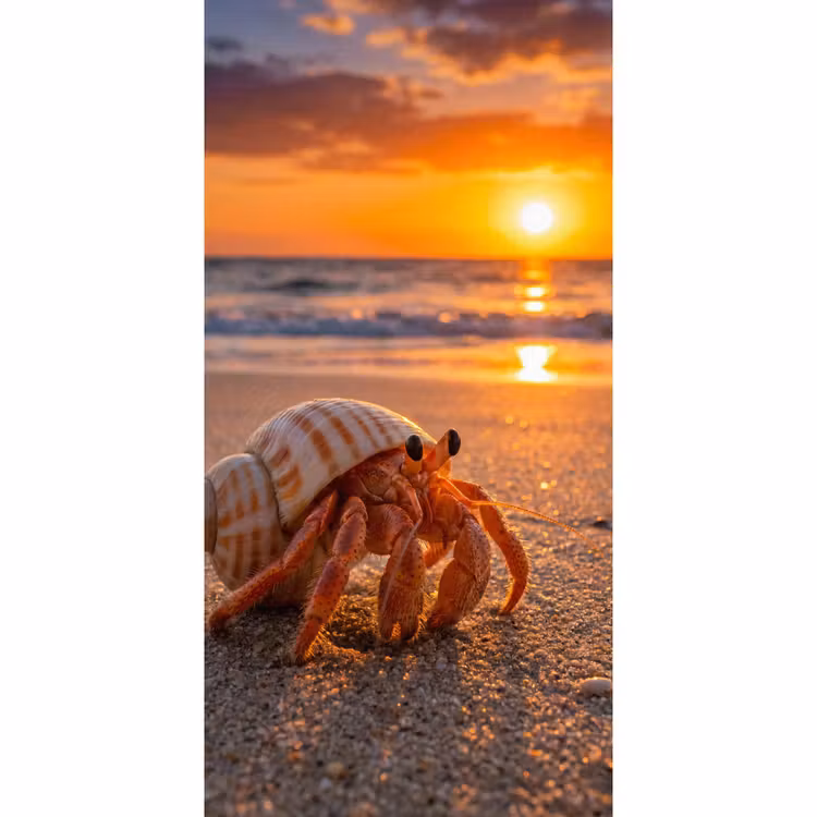 Behang - Kreeft - Strand - Natuur - Zonsondergang - Oranje β 2
