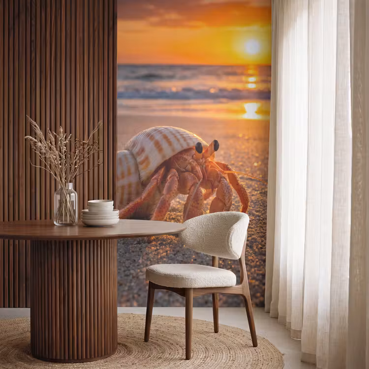 Behang - Kreeft - Strand - Natuur - Zonsondergang - Oranje β 4