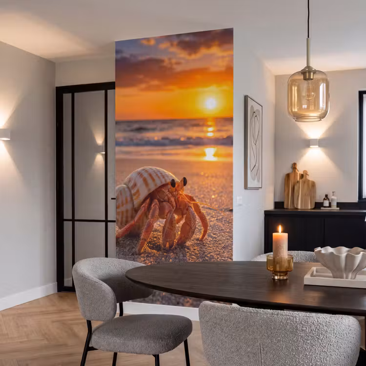 Behang - Kreeft - Strand - Natuur - Zonsondergang - Oranje β 5