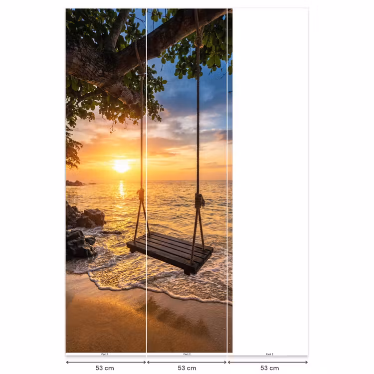 Behang - Schommel - Strand - Zonsondergang - Natuur - Oranje — 6