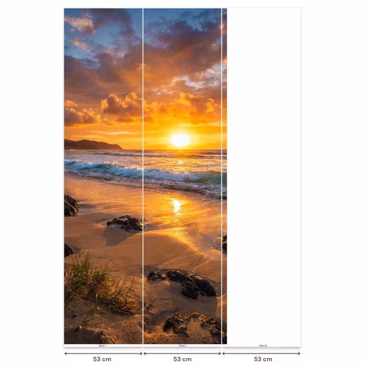 Behang - Strand - Zonsondergang - Golven - Natuur - Oranje — 6