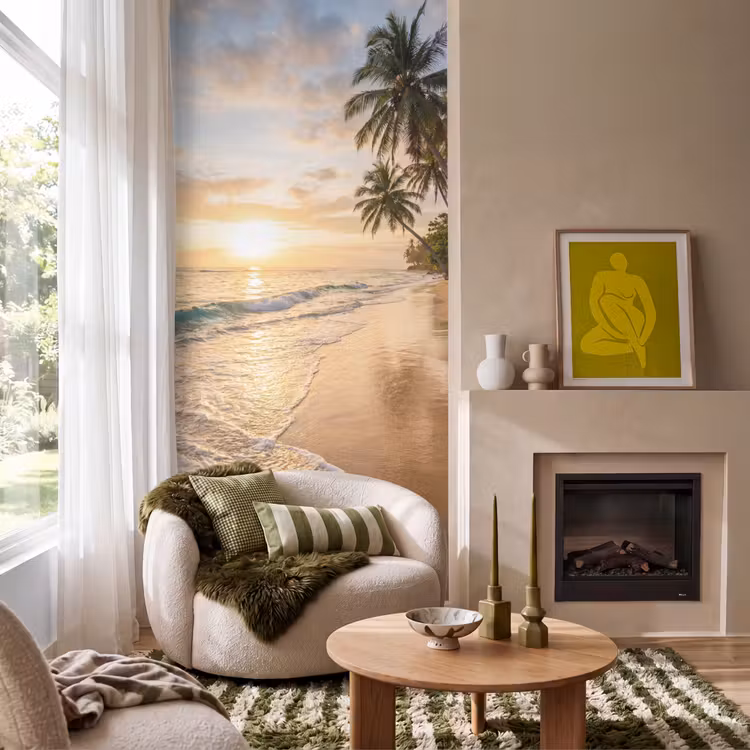 Behang - Strand - Zonsondergang - Tropisch - Natuur - Goud — 1