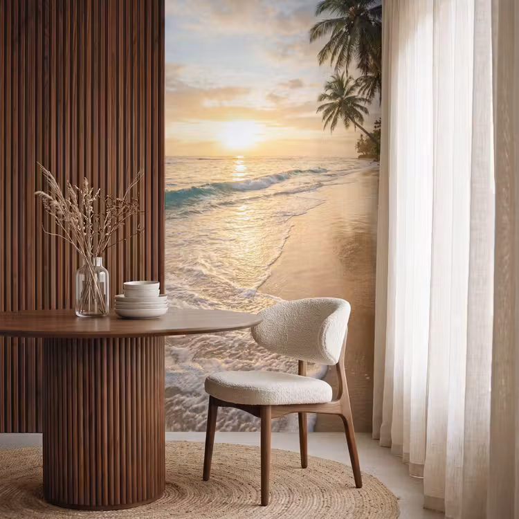 Behang - Strand - Zonsondergang - Tropisch - Natuur - Goud — 4